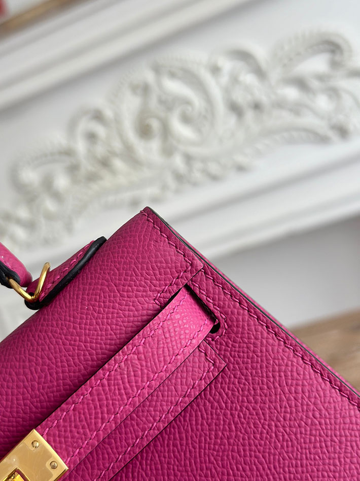 エルメス ミニバッグの定価 HERMES ケリーミニ2 ローズパープル ヴォーエプソン ゴールド金具 H073663CCL3 エルメス ミニケリー 新品 - 画像 (6)