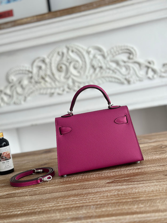 エルメス ミニバッグの定価 HERMES ケリーミニ2 ローズパープル ヴォーエプソン シルバー金具 H073663CKL3 エルメス ケリー 定価 - 画像 (8)