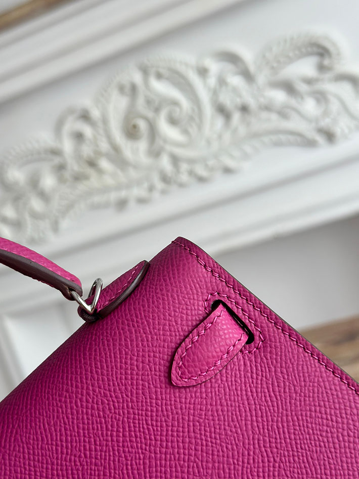 エルメス ミニバッグの定価 HERMES ケリーミニ2 ローズパープル ヴォーエプソン シルバー金具 H073663CKL3 エルメス ケリー 定価 - 画像 (5)