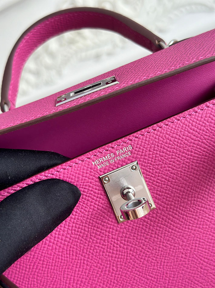 エルメス ミニバッグの定価 HERMES ケリーミニ2 ローズパープル ヴォーエプソン シルバー金具 H073663CKL3 エルメス ケリー 定価 - 画像 (3)