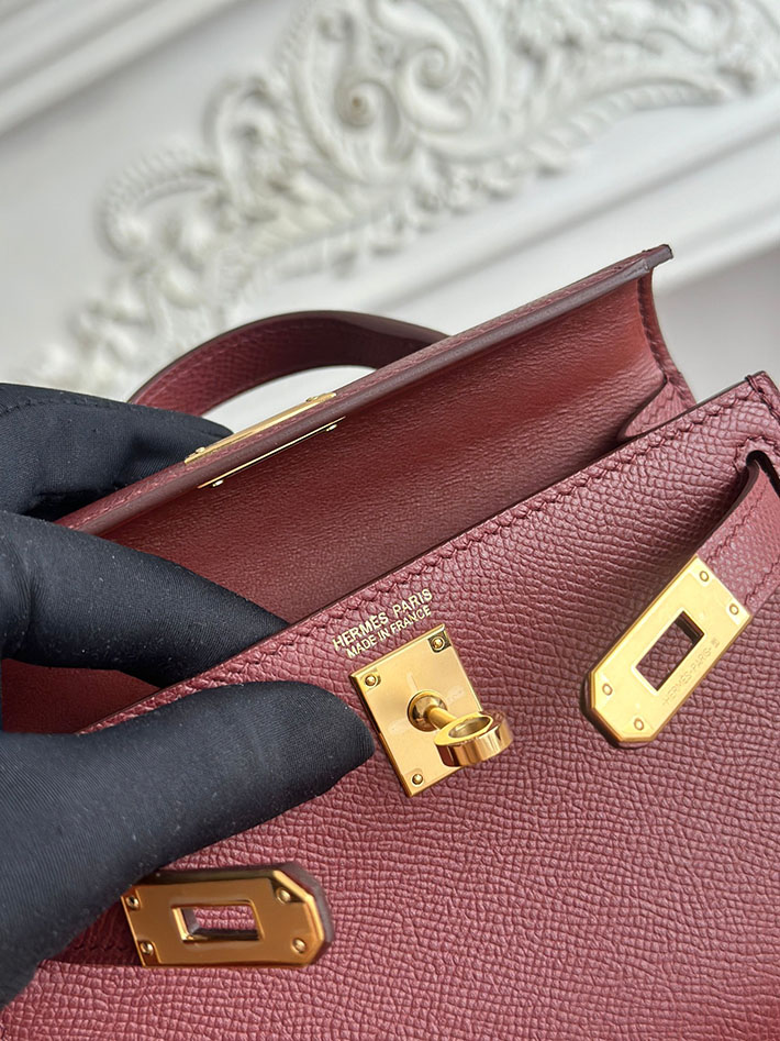 エルメス ミニバッグの定価 HERMES ケリーミニ2 ボルドー ヴォーエプソン ゴールド金具 H073663CC57 エルメス ケリーバッグ - 画像 (4)