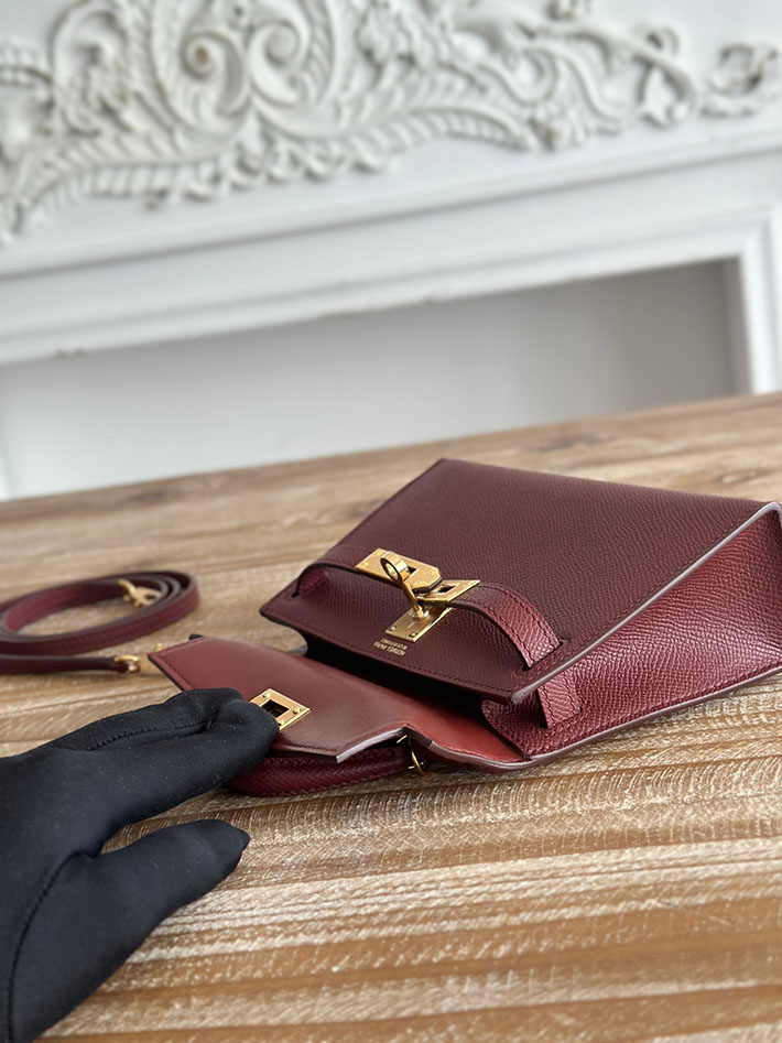 エルメス ミニバッグの定価 HERMES ケリーミニ2 ボルドー ヴォーエプソン ゴールド金具 H073663CC57 エルメス ケリーバッグ - 画像 (3)