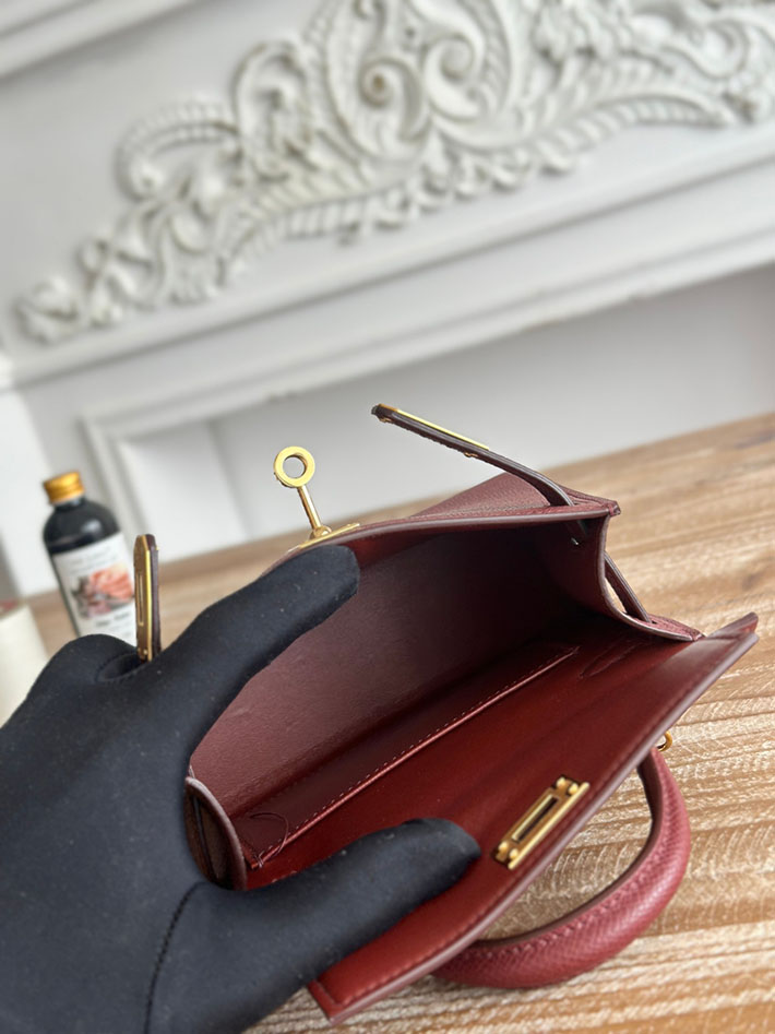 エルメス ミニバッグの定価 HERMES ケリーミニ2 ボルドー ヴォーエプソン ゴールド金具 H073663CC57 エルメス ケリーバッグ - 画像 (2)