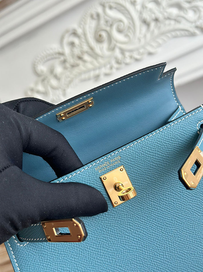 エルメス ミニバッグの定価 HERMES ケリーミニ2 ブルージーン ヴォーエプソン ゴールド金具 H073663CC75 エルメス ケリー 新作 - 画像 (3)