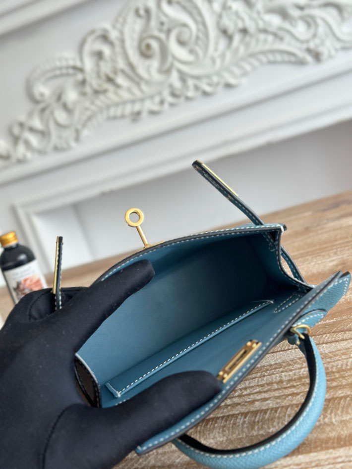 エルメス ミニバッグの定価 HERMES ケリーミニ2 ブルージーン ヴォーエプソン ゴールド金具 H073663CC75 エルメス ケリー 新作 - 画像 (2)