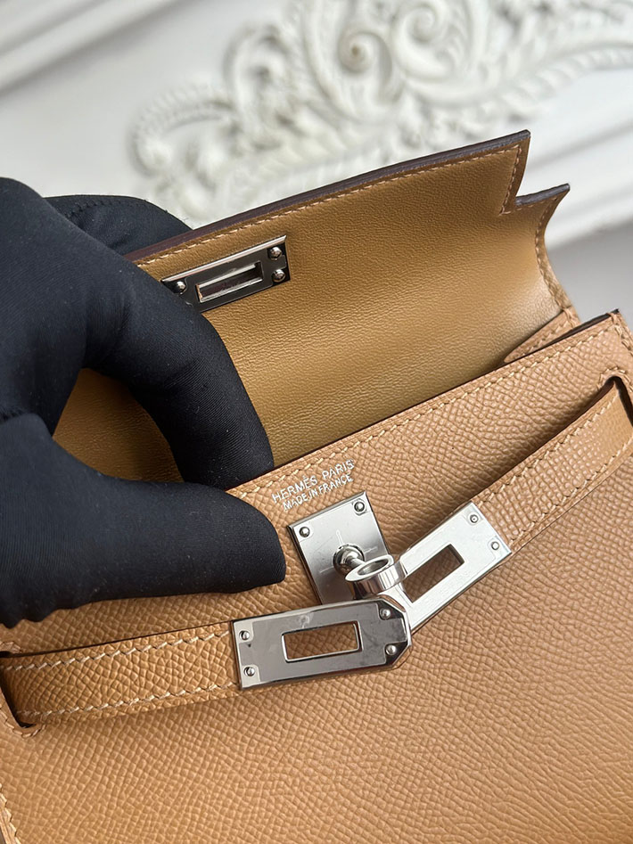 エルメス ミニバッグの定価 HERMES ケリーミニ2 セサミ ヴォーエプソン シルバー金具 H073663CK2S エルメス バッグ レディース - 画像 (4)