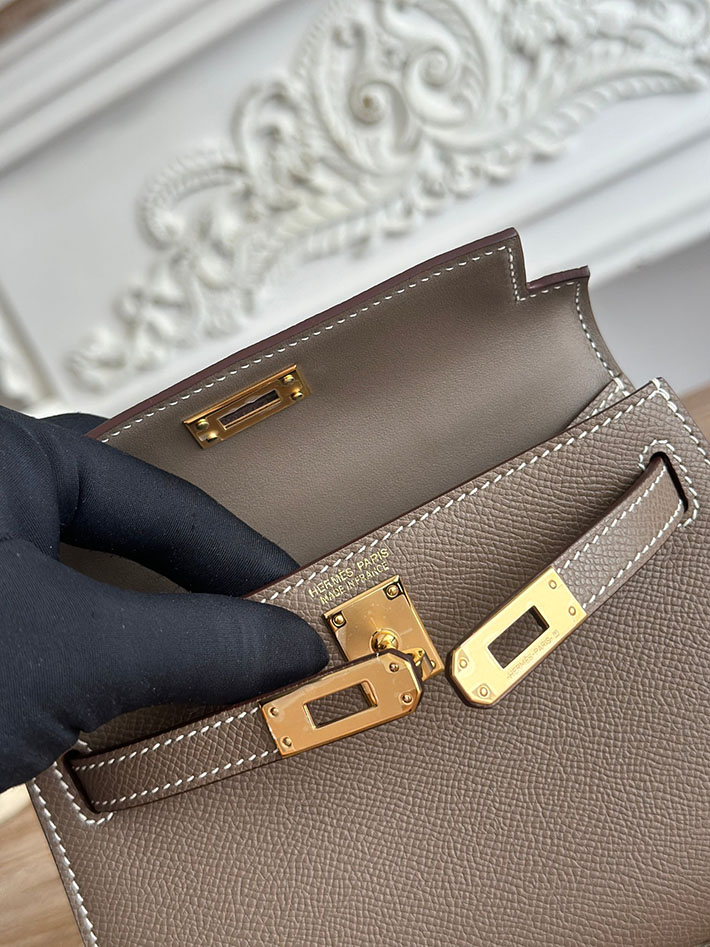 エルメス ミニバッグの定価 HERMES ケリーミニ2 エトゥープ ヴォーエプソン ゴールド金具 H073663CC18 エルメス アウトレット 海外 - 画像 (3)