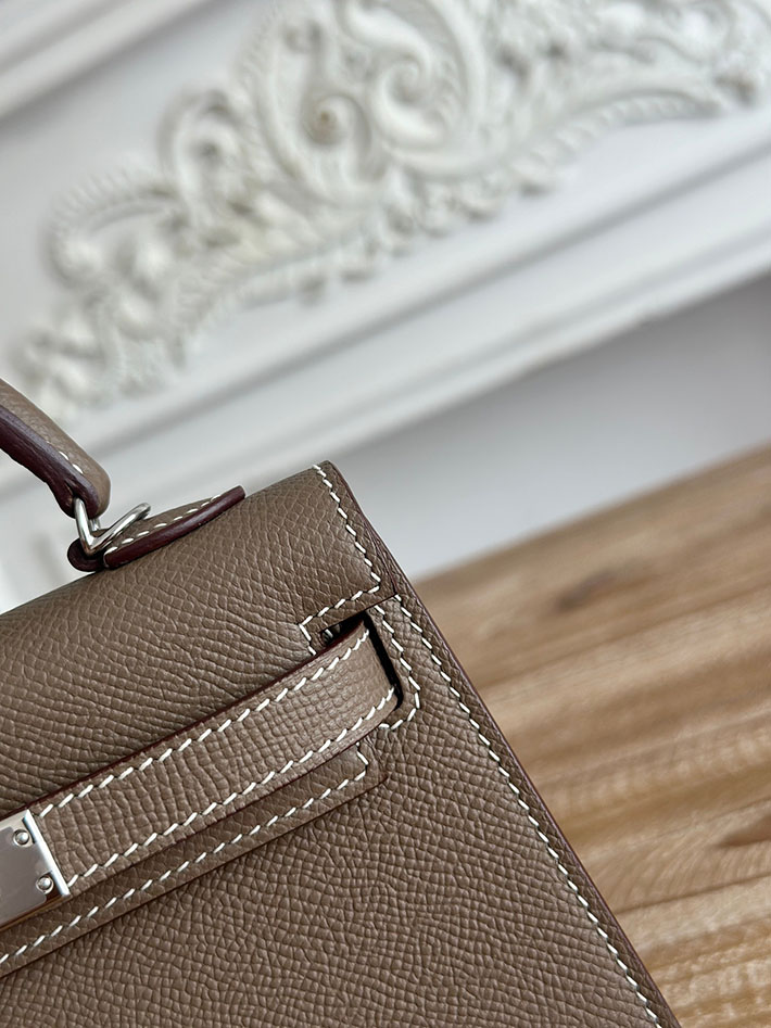 エルメス ミニバッグの定価 HERMES ケリーミニ2 エトゥープ ヴォーエプソン シルバー金具 H073663CK18 エルメス アウトレット 店舗 - 画像 (6)