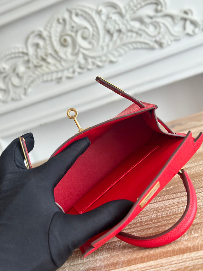 エルメス ケリーバッグの定価 HERMES ケリーミニ2 ルージュヴィフ ヴォーエプソン ゴールド金具 H073663CC53 エルメス アウトレット 三田 - 画像 (2)