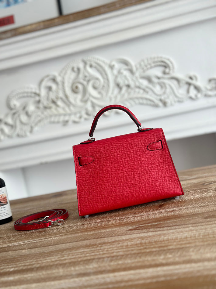 エルメス ケリーバッグの定価 HERMES ケリーミニ2 ルージュヴィフ ヴォーエプソン シルバー金具 H073663CK53 エルメス アウトレット 御殿場 - 画像 (8)