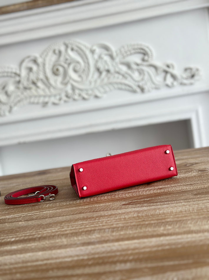 エルメス ケリーバッグの定価 HERMES ケリーミニ2 ルージュヴィフ ヴォーエプソン シルバー金具 H073663CK53 エルメス アウトレット 御殿場 - 画像 (7)
