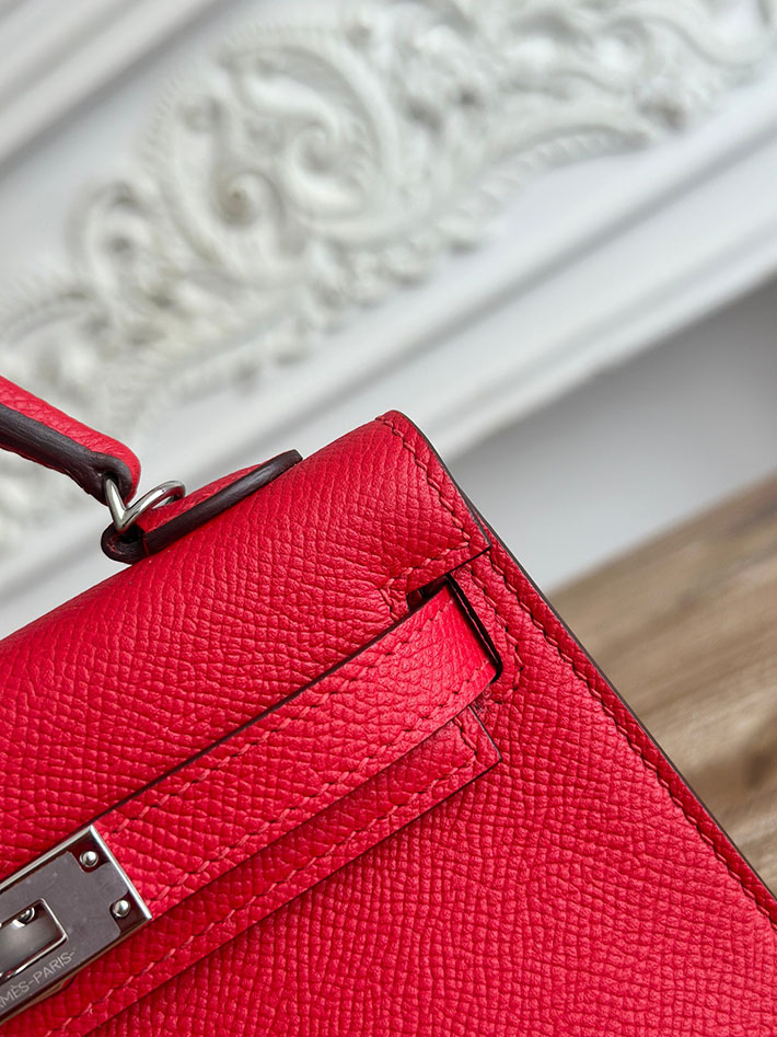 エルメス ケリーバッグの定価 HERMES ケリーミニ2 ルージュヴィフ ヴォーエプソン シルバー金具 H073663CK53 エルメス アウトレット 御殿場 - 画像 (6)