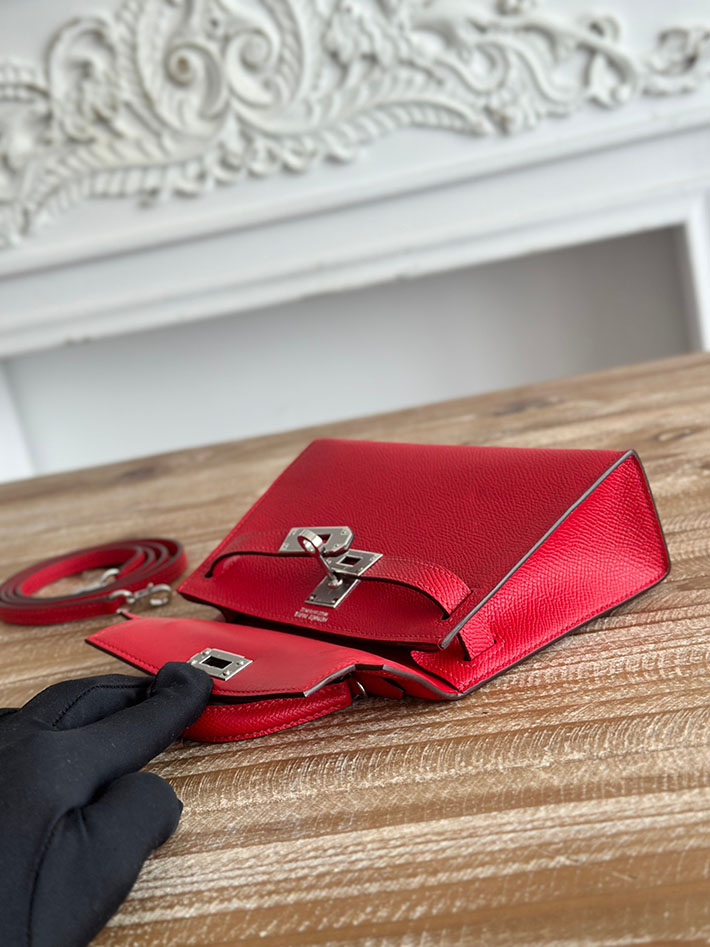 エルメス ケリーバッグの定価 HERMES ケリーミニ2 ルージュヴィフ ヴォーエプソン シルバー金具 H073663CK53 エルメス アウトレット 御殿場 - 画像 (4)