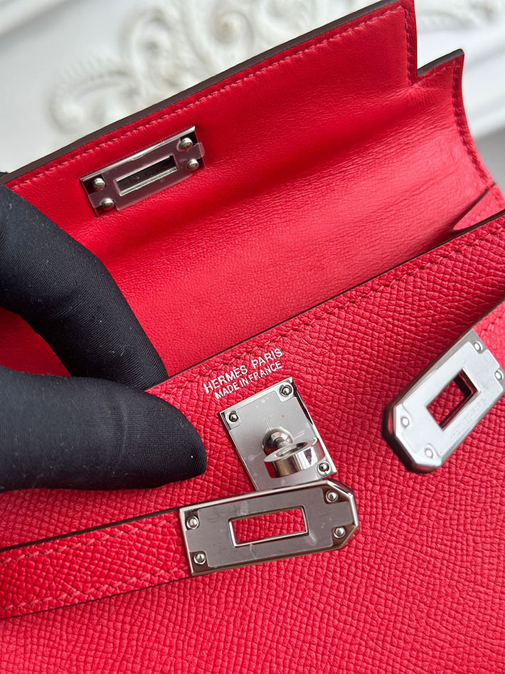 エルメス ケリーバッグの定価 HERMES ケリーミニ2 ルージュヴィフ ヴォーエプソン シルバー金具 H073663CK53 エルメス アウトレット 御殿場 - 画像 (3)