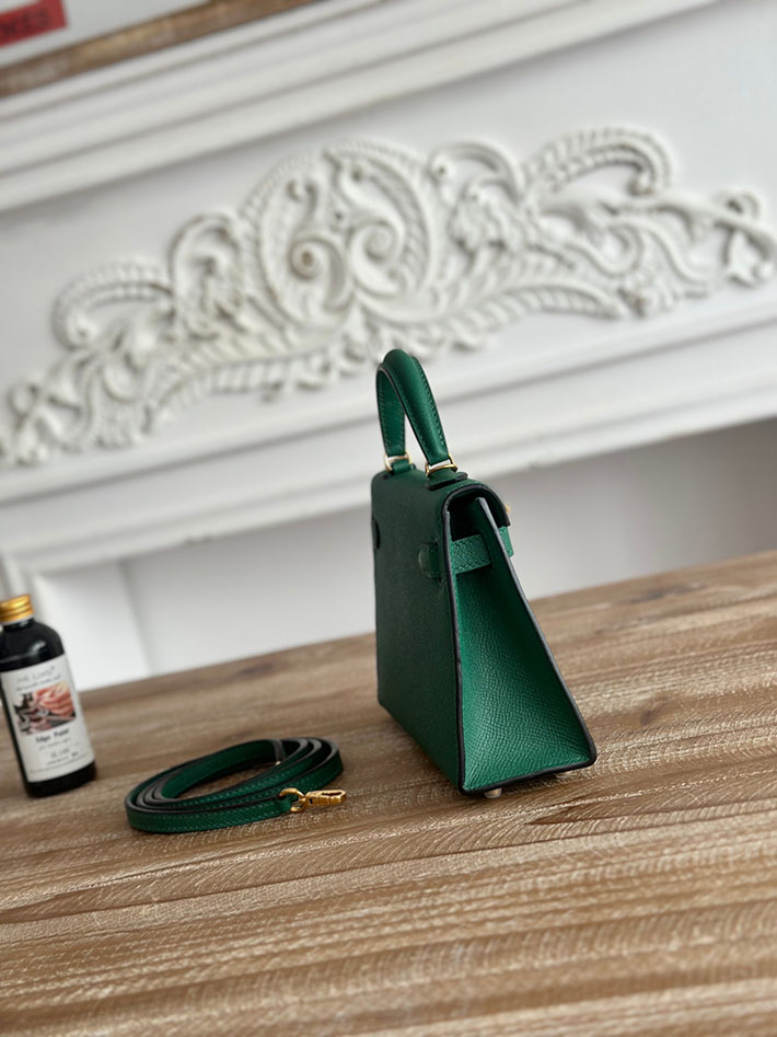 エルメス ケリーバッグの定価 HERMES ケリーミニ2 マラカイト ヴォーエプソン ゴールド金具 H073663CCZ6 エルメス 安い バッグ - 画像 (9)