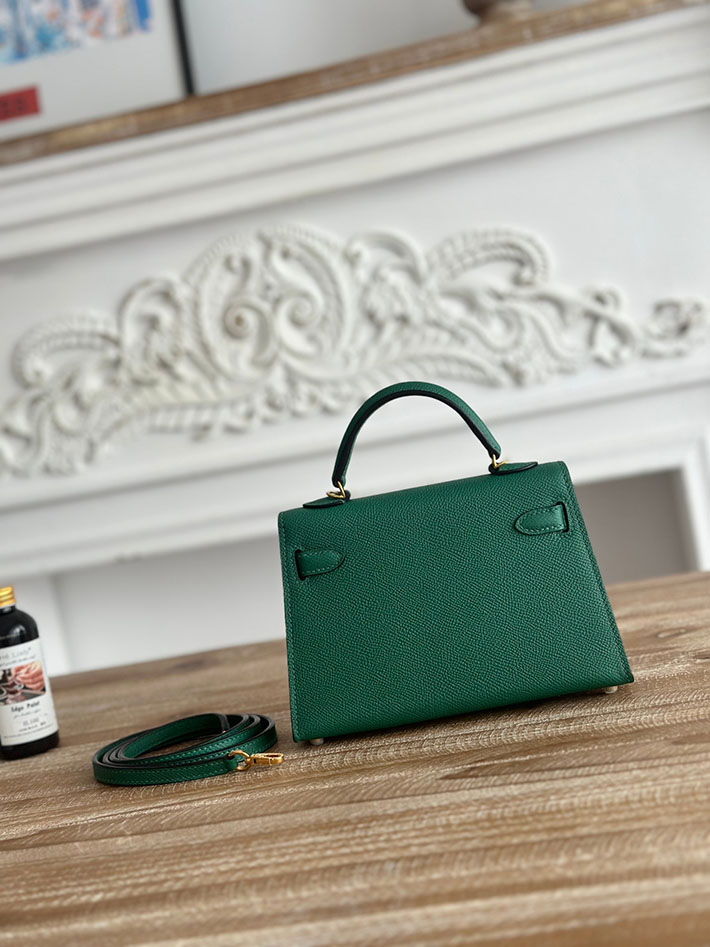 エルメス ケリーバッグの定価 HERMES ケリーミニ2 マラカイト ヴォーエプソン ゴールド金具 H073663CCZ6 エルメス 安い バッグ - 画像 (8)