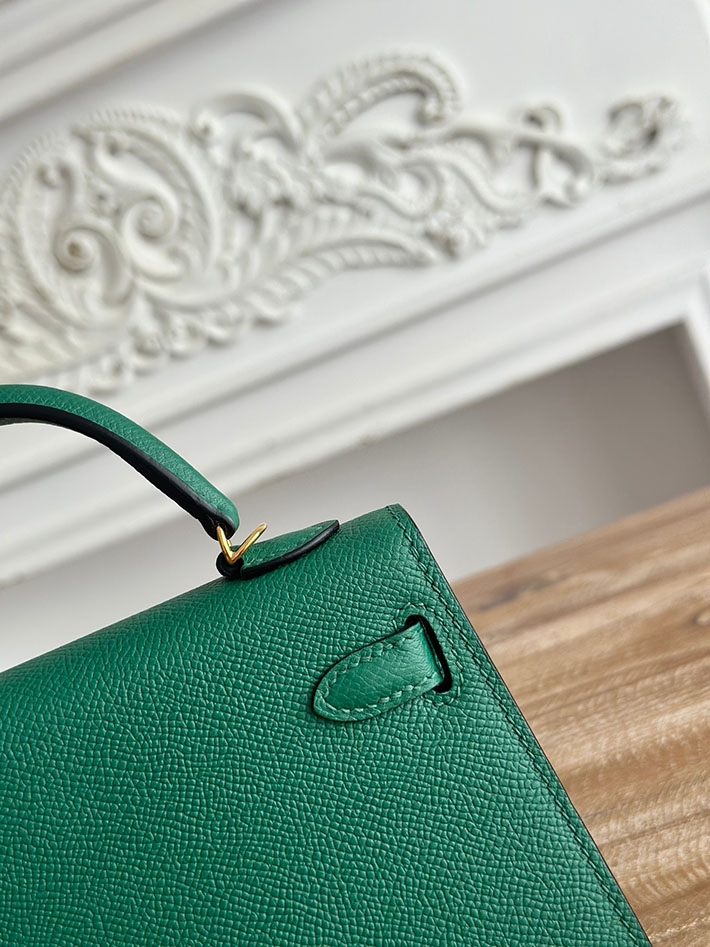 エルメス ケリーバッグの定価 HERMES ケリーミニ2 マラカイト ヴォーエプソン ゴールド金具 H073663CCZ6 エルメス 安い バッグ - 画像 (6)