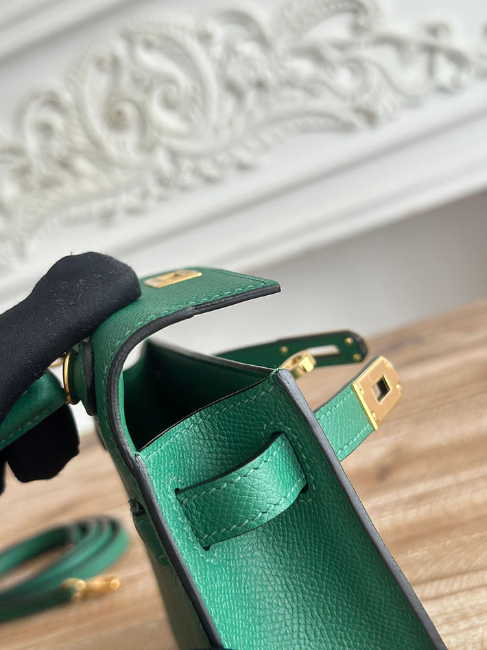 エルメス ケリーバッグの定価 HERMES ケリーミニ2 マラカイト ヴォーエプソン ゴールド金具 H073663CCZ6 エルメス 安い バッグ - 画像 (4)
