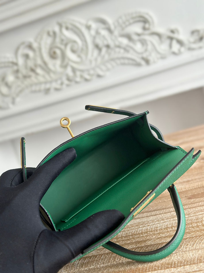 エルメス ケリーバッグの定価 HERMES ケリーミニ2 マラカイト ヴォーエプソン ゴールド金具 H073663CCZ6 エルメス 安い バッグ - 画像 (2)