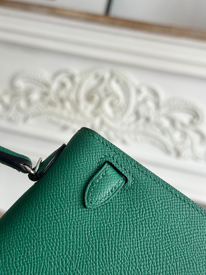 エルメス ケリーバッグの定価 HERMES ケリーミニ2 マラカイト ヴォーエプソン シルバー金具 H073663CKZ6 エルメス バッグ 定価 - 画像 (6)
