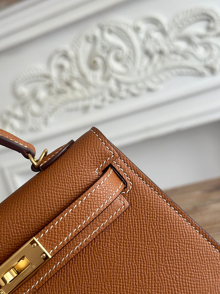エルメス ケリーバッグの定価 HERMES ケリーミニ2 ゴールド ヴォーエプソン ゴールド金具 H073663CC37 エルメス バッグ ショルダー - 画像 (6)