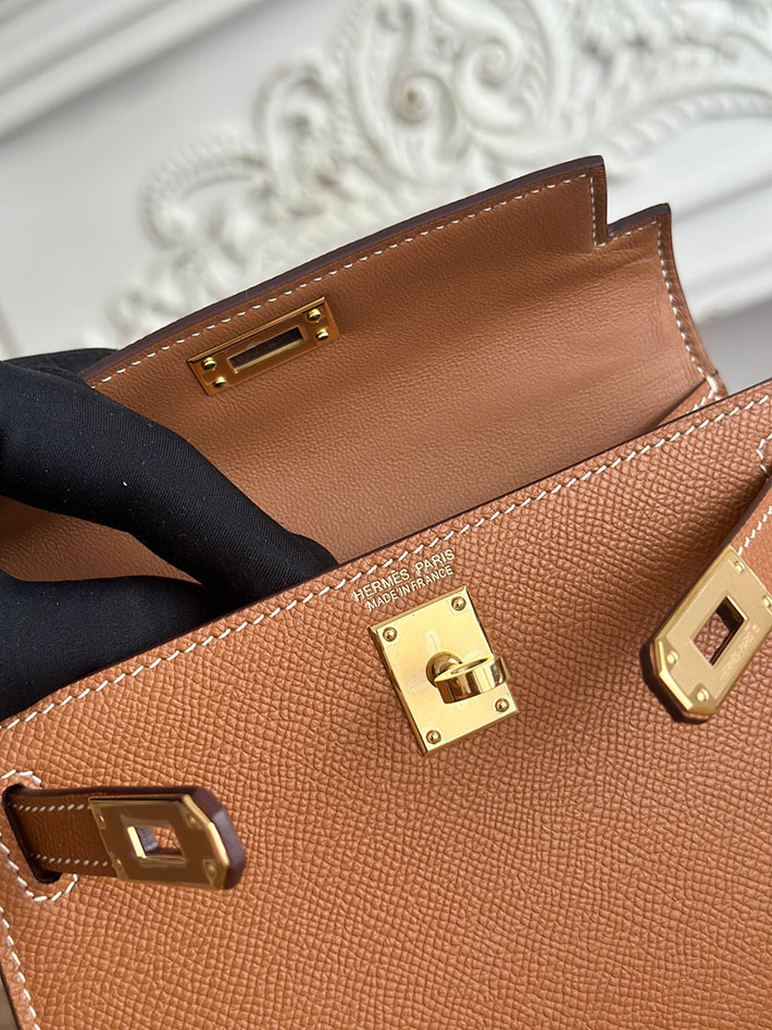 エルメス ケリーバッグの定価 HERMES ケリーミニ2 ゴールド ヴォーエプソン ゴールド金具 H073663CC37 エルメス バッグ ショルダー - 画像 (4)