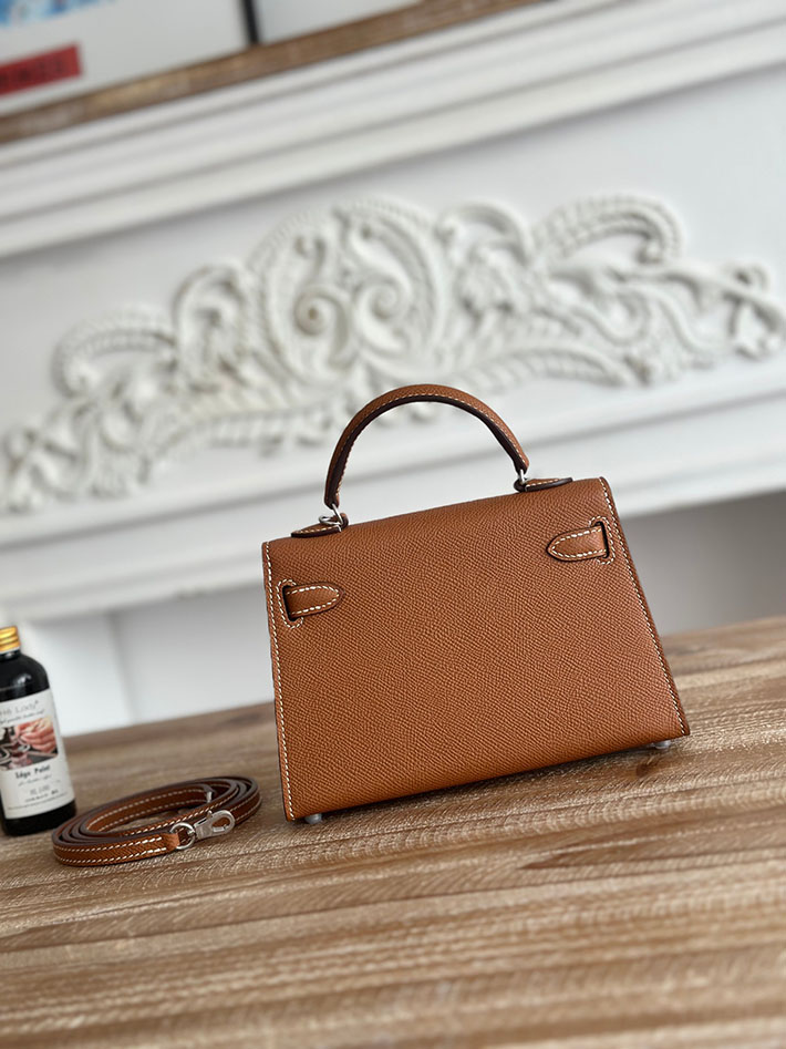 エルメス ケリーバッグの定価 HERMES ケリーミニ2 ゴールド ヴォーエプソン シルバー金具 H073663CK37 エルメス バッグ レディース - 画像 (8)