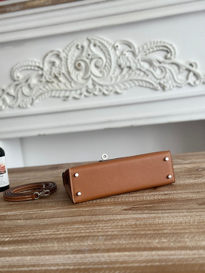 エルメス ケリーバッグの定価 HERMES ケリーミニ2 ゴールド ヴォーエプソン シルバー金具 H073663CK37 エルメス バッグ レディース - 画像 (7)
