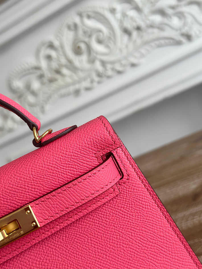 エルメス ケリーバッグの定価 HERMES ケリーミニ2 ローズリップスティック ヴォーエプソン ゴールド金具 H073663CCU5 エルメス バッグ 新作 - 画像 (6)