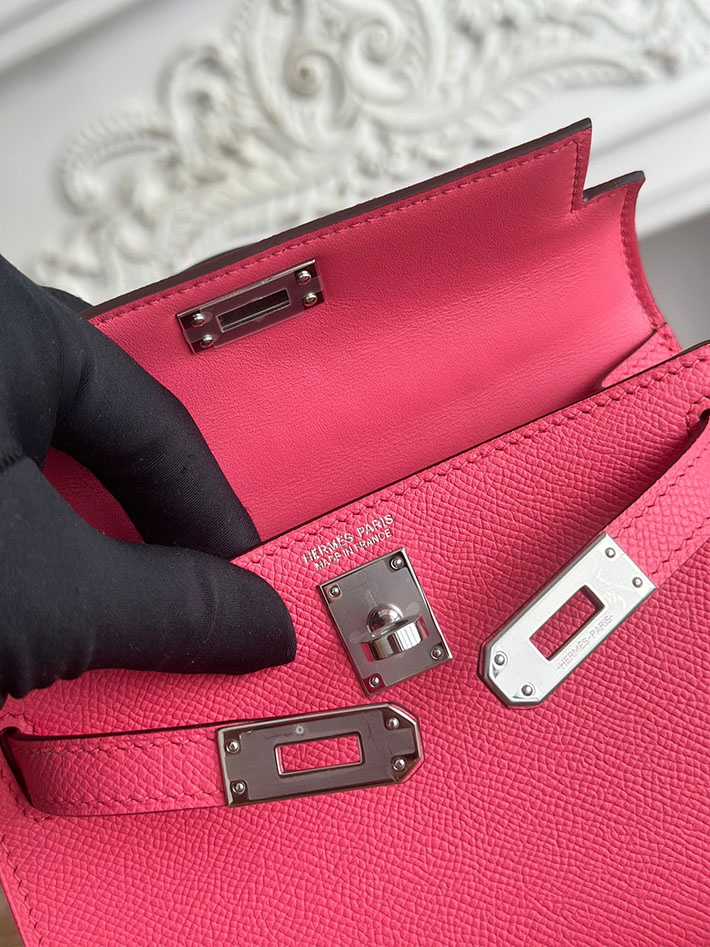 エルメス ケリーバッグの定価 HERMES ケリーミニ2 ローズリップスティック ヴォーエプソン シルバー金具 H073663CKU5 エルメス ケリー 新作 - 画像 (3)