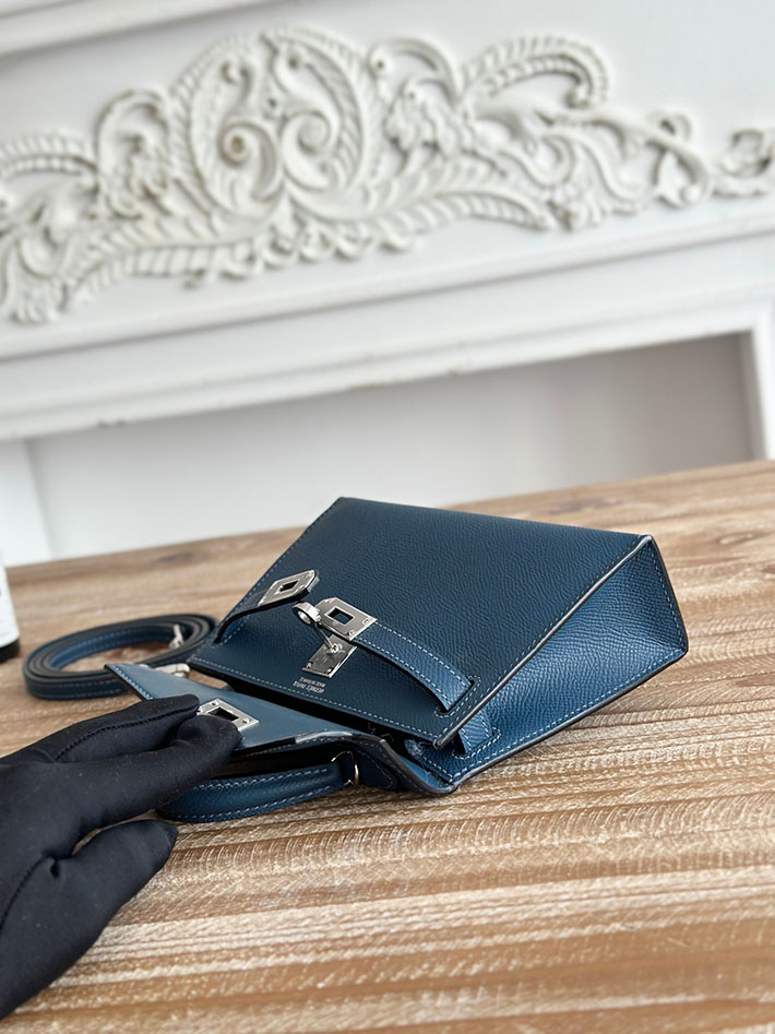 エルメス ケリーバッグの定価 HERMES ケリーミニ2 ブルーアガット ヴォーエプソン シルバー金具 H073663CKR2 エルメス ケリー 定価 - 画像 (9)