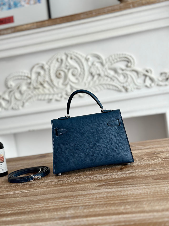 エルメス ケリーバッグの定価 HERMES ケリーミニ2 ブルーアガット ヴォーエプソン シルバー金具 H073663CKR2 エルメス ケリー 定価 - 画像 (7)