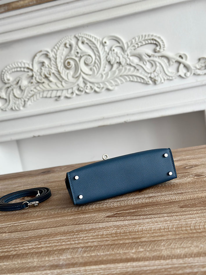 エルメス ケリーバッグの定価 HERMES ケリーミニ2 ブルーアガット ヴォーエプソン シルバー金具 H073663CKR2 エルメス ケリー 定価 - 画像 (5)