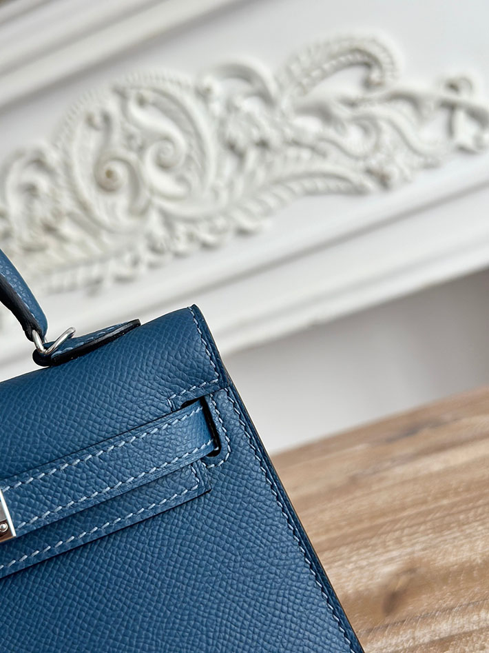 エルメス ケリーバッグの定価 HERMES ケリーミニ2 ブルーアガット ヴォーエプソン シルバー金具 H073663CKR2 エルメス ケリー 定価 - 画像 (4)