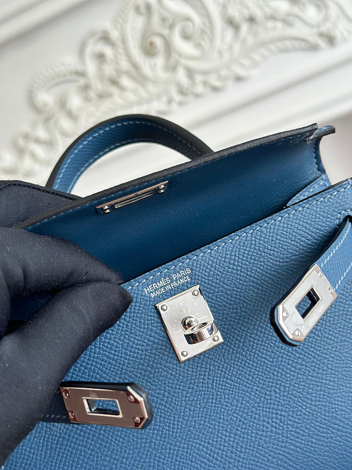 エルメス ケリーバッグの定価 HERMES ケリーミニ2 ブルーアガット ヴォーエプソン シルバー金具 H073663CKR2 エルメス ケリー 定価 - 画像 (2)
