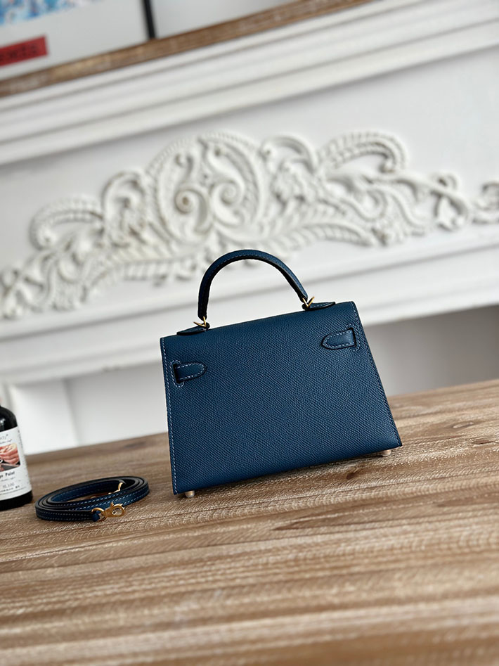 エルメス ケリーバッグの定価 HERMES ケリーミニ2 ブルーアガット ヴォーエプソン ゴールド金具 H073663CCR2 エルメス ケリー 値段 - 画像 (9)