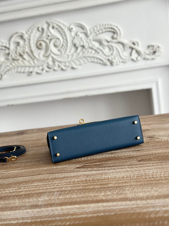 エルメス ケリーバッグの定価 HERMES ケリーミニ2 ブルーアガット ヴォーエプソン ゴールド金具 H073663CCR2 エルメス ケリー 値段 - 画像 (7)