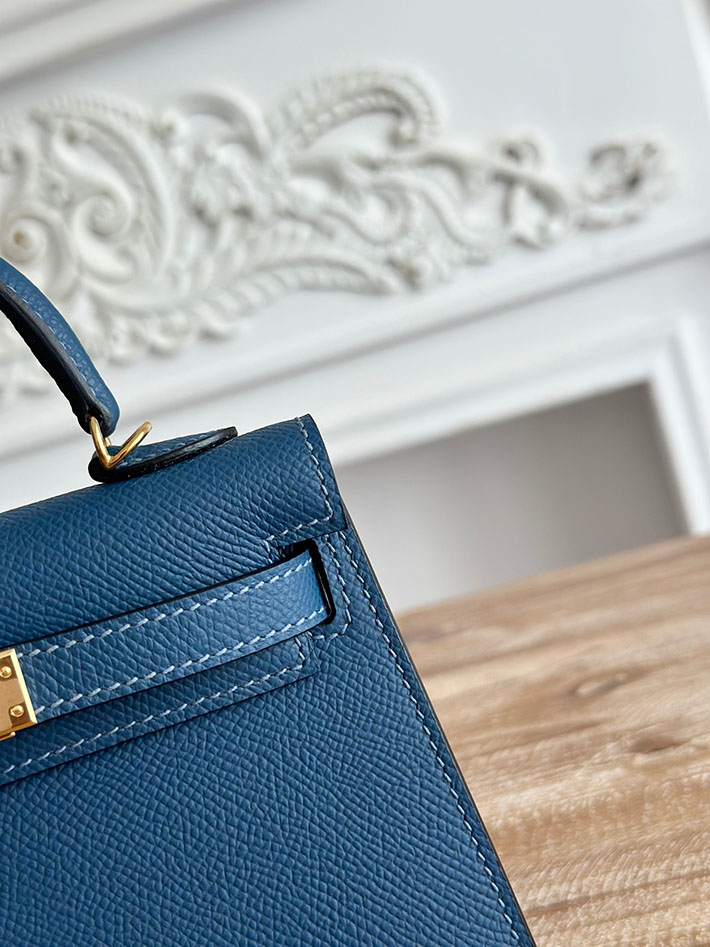 エルメス ケリーバッグの定価 HERMES ケリーミニ2 ブルーアガット ヴォーエプソン ゴールド金具 H073663CCR2 エルメス ケリー 値段 - 画像 (6)