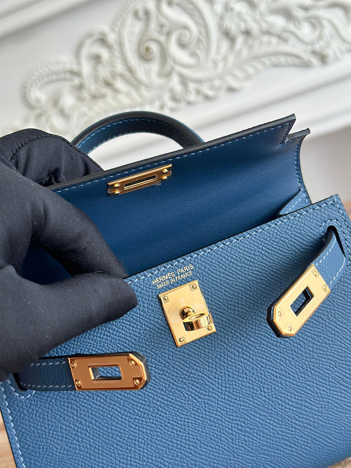 エルメス ケリーバッグの定価 HERMES ケリーミニ2 ブルーアガット ヴォーエプソン ゴールド金具 H073663CCR2 エルメス ケリー 値段 - 画像 (4)