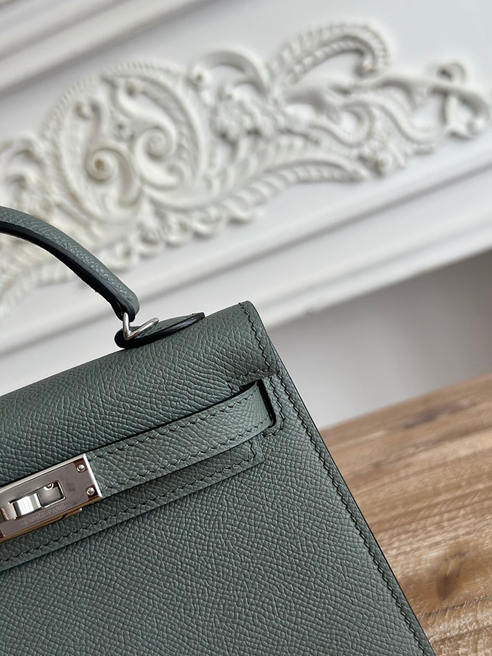 エルメス ケリーバッグの定価 HERMES ケリーミニ2 ヴェールアマンド ヴォーエプソン シルバー金具 H073663CK63 エルメス ミニケリー2 - 画像 (6)