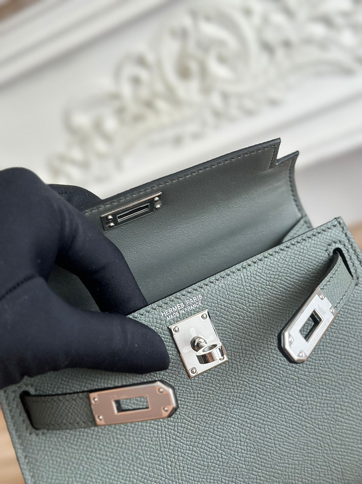 エルメス ケリーバッグの定価 HERMES ケリーミニ2 ヴェールアマンド ヴォーエプソン シルバー金具 H073663CK63 エルメス ミニケリー2 - 画像 (4)