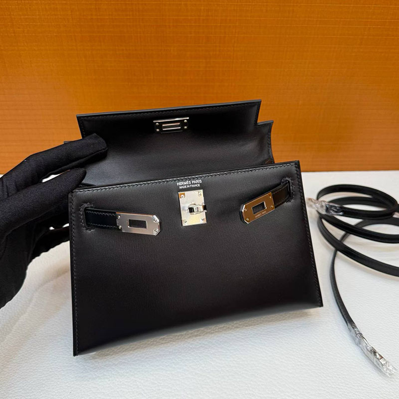 エルメス ケリーミニ2の通販 HERMES ケリーミニ2 外縫い ブラック ボックスカーフ シルバー金具 2633258 エルメス ミニ ショルダー - 画像 (7)