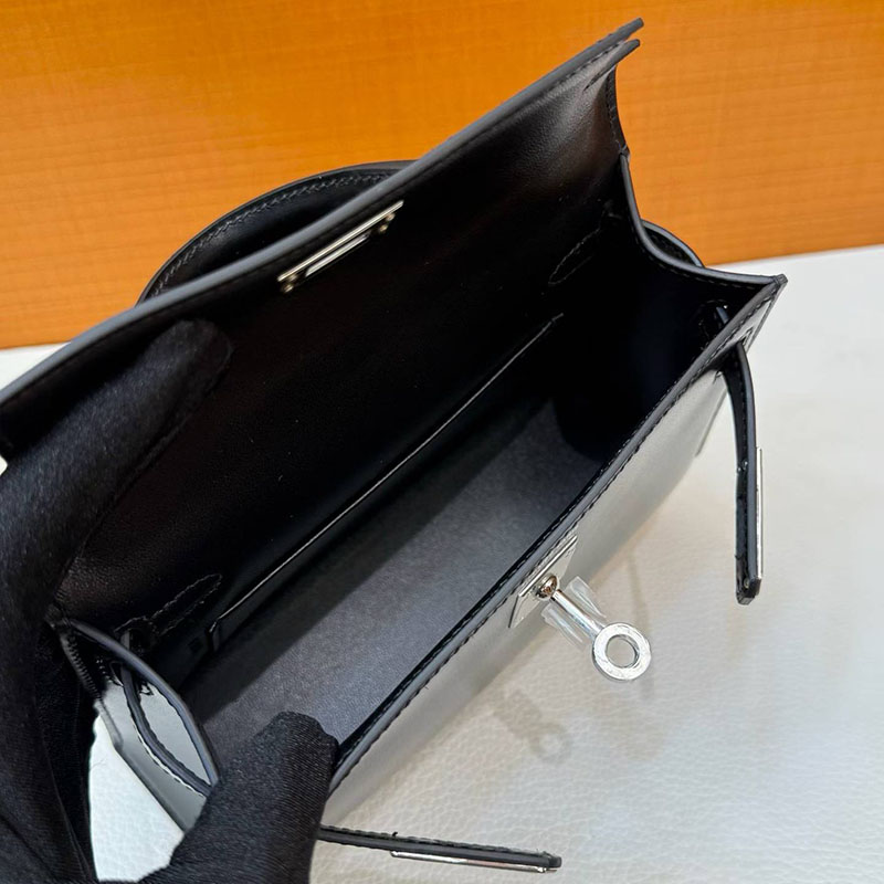 エルメス ケリーミニ2の通販 HERMES ケリーミニ2 外縫い ブラック ボックスカーフ シルバー金具 2633258 エルメス ミニ ショルダー - 画像 (6)