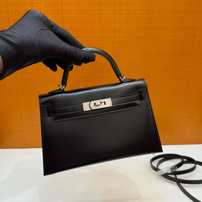 エルメス ケリーミニ2の通販 HERMES ケリーミニ2 外縫い ブラック ボックスカーフ シルバー金具 2633258 エルメス ミニ ショルダー - 画像 (2)