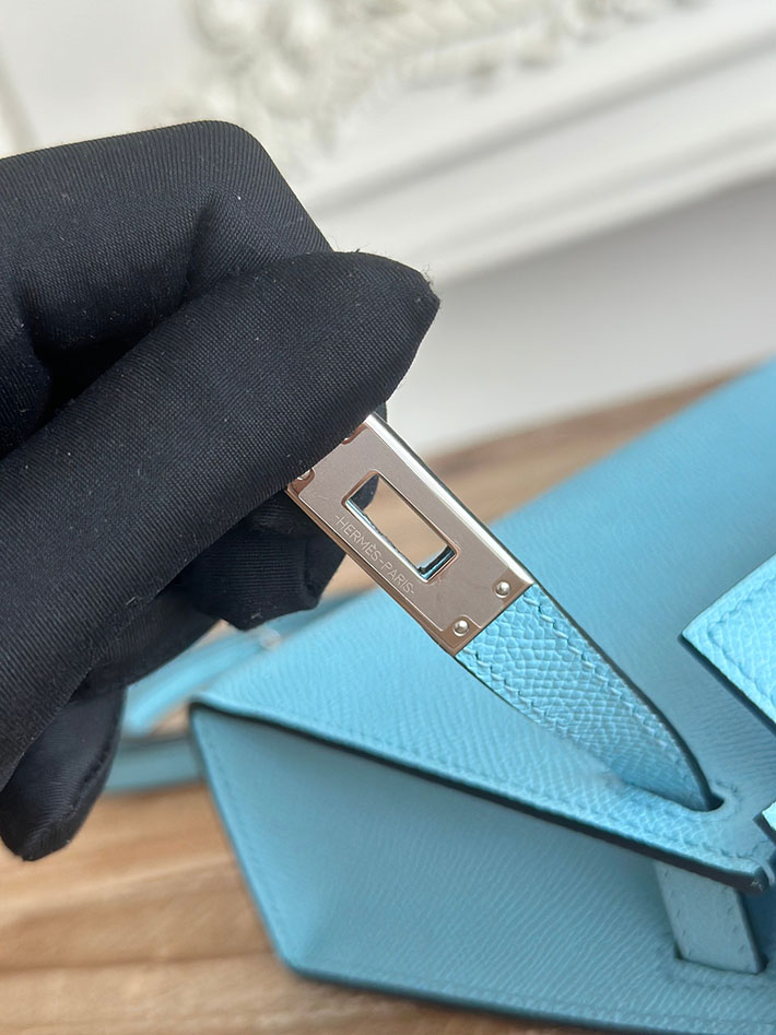エルメス ケリーバッグの定価 HERMES ケリーミニ2 セレステ ヴォーエプソン シルバー金具 H073663CK7N エルメス ミニ バッグ 値段 - 画像 (5)