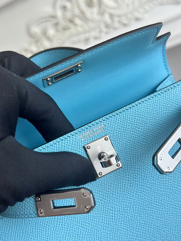 エルメス ケリーバッグの定価 HERMES ケリーミニ2 セレステ ヴォーエプソン シルバー金具 H073663CK7N エルメス ミニ バッグ 値段 - 画像 (4)