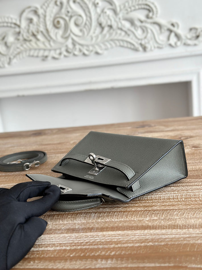 エルメス ショルダーバッグの定価 HERMES ケリーミニ2 グリメイヤー ヴォーエプソン シルバー金具 H073663CK0L エルメス ミニショルダーバッグ - 画像 (3)