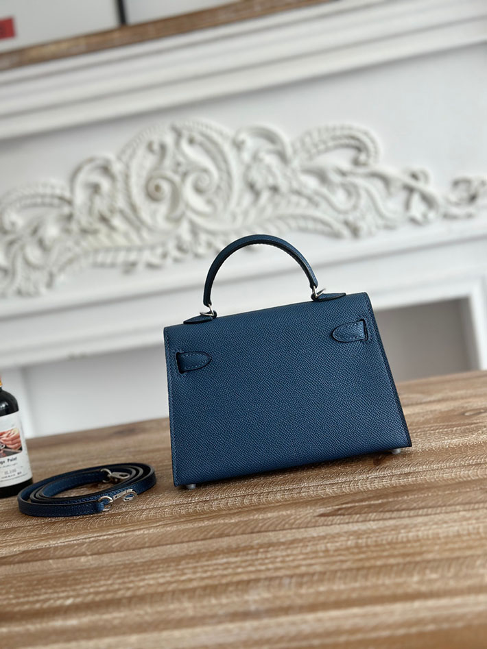 エルメス ショルダーバッグの定価 HERMES ケリーミニ2 ディープブルー ヴォーエプソン シルバー金具 H073663CKS4 エルメス バッグミニケリー - 画像 (9)