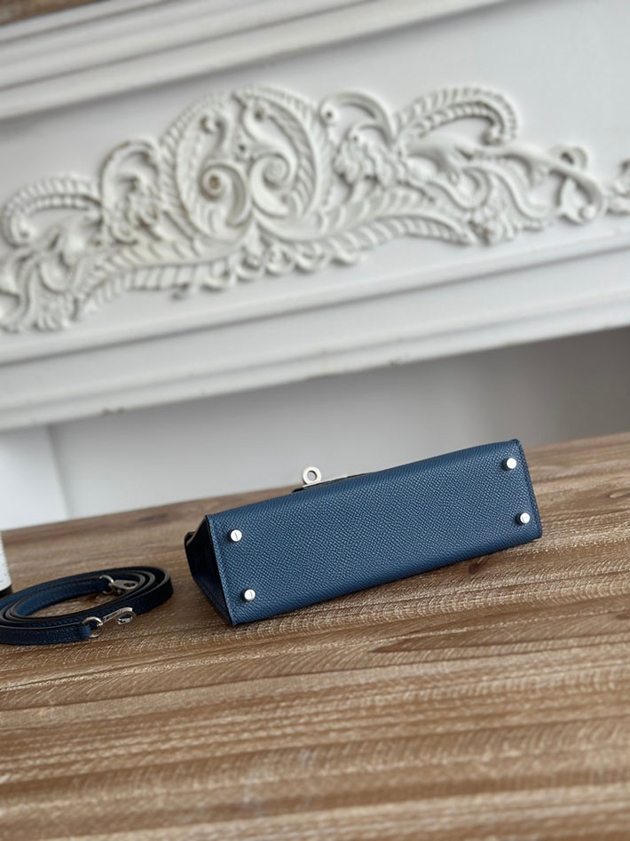 エルメス ショルダーバッグの定価 HERMES ケリーミニ2 ディープブルー ヴォーエプソン シルバー金具 H073663CKS4 エルメス バッグミニケリー - 画像 (8)