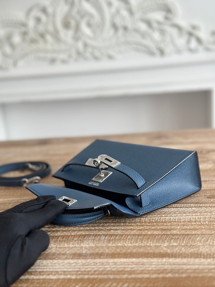 エルメス ショルダーバッグの定価 HERMES ケリーミニ2 ディープブルー ヴォーエプソン シルバー金具 H073663CKS4 エルメス バッグミニケリー - 画像 (4)